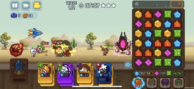 Nối 3 kết hợp chiến đấu trong game Puzzle and Defense