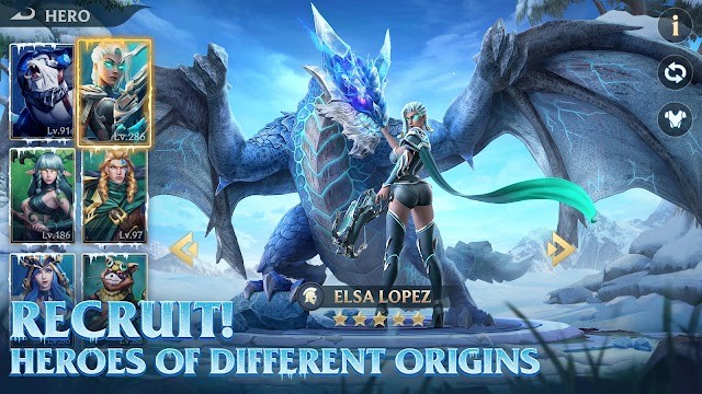 Chiêu mộ các anh hùng từ nhiều nguồn gốc khác nhau trong game Puzzles & Chaos: Frozen Castle