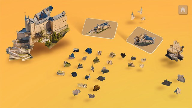 Lựa chọn cấp độ khó thông qua số lượng mảnh ghép của mỗi mô hình trong Puzzling Places game