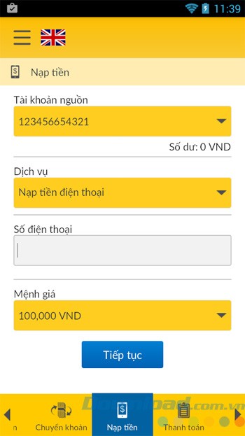 Nạp tiền điện thoại