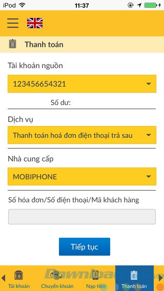 Thanh toán hóa đơn dịch vụ