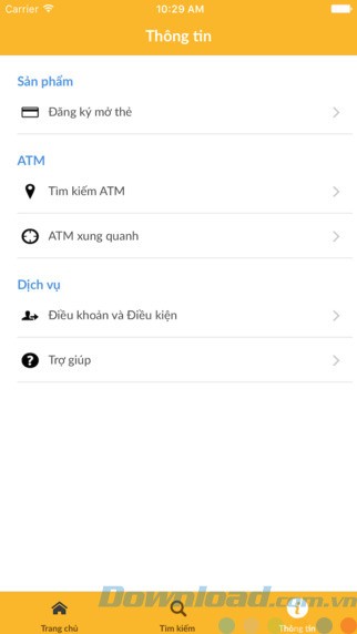 Danh mục của ứng dụng PVcomBank Plentii