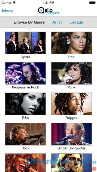 Tìm kiếm theo thể loại, tên nghệ sĩ, thập niên...