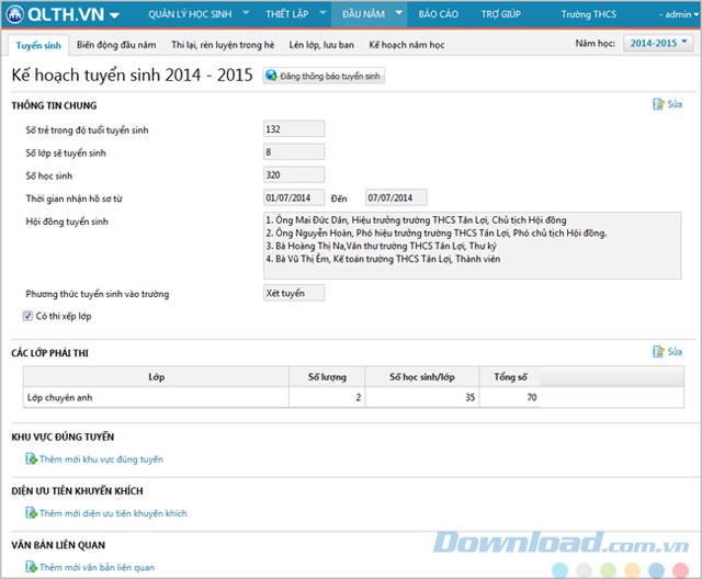 Quản lý tuyển sinh