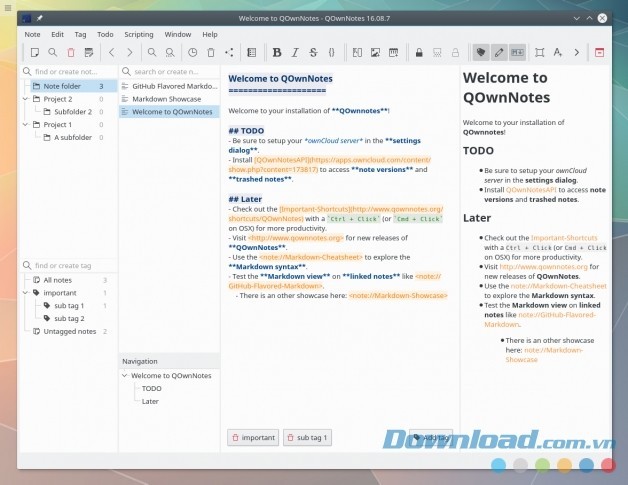 Tạo ghi chú thông minh cùng QOwnNotes