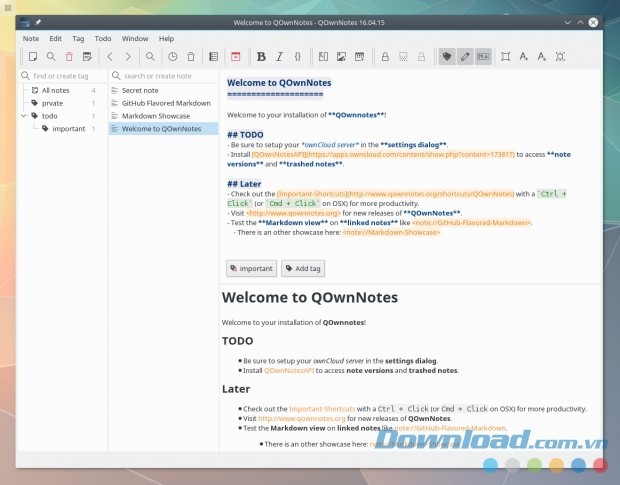 Xem nhanh mọi ghi chú để hoàn thành nhiệm vụ nhanh hơn với QOwnNotes