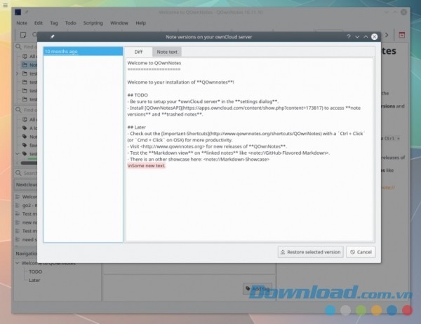 QOwnNotes cho Mac có hướng dẫn sử dụng chi tiết để người dùng mới dễ làm quen