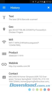 QR & Barcode Scanner Pro cho Android lưu lịch sử quét