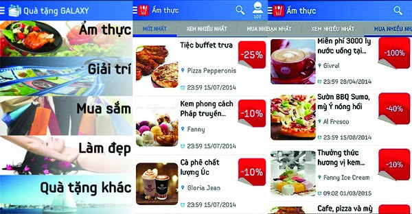 Ứng dụng quà tặng galaxy cho điện thoại Samsung