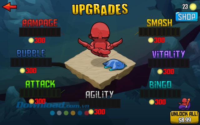 Hệ thống nâng cấp trong game Quadropus Rampage