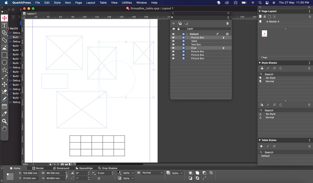 Giao diện của phần mềm soạn thảo đồ họa QuarkXPress