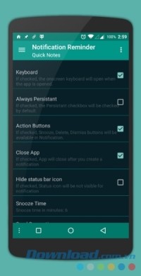 Cấu hình ứng dụng Quick Reminder Pro cho Android