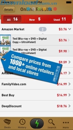 So sánh giá của hơn 1000 gian hàng trực tuyến và địa phương