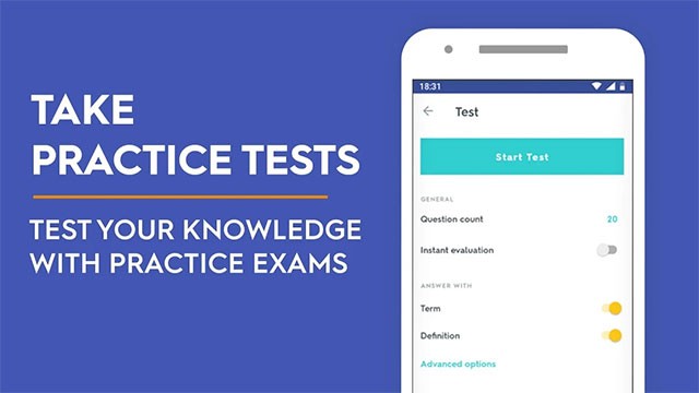 Làm bài thi để kiểm tra kiến thức đã học từ Quizlet