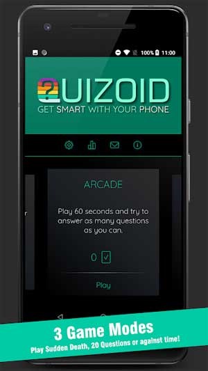 Quizoid Android có nhiều chế độ chơi đa dạng