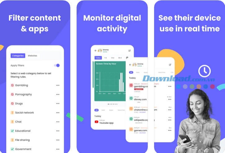 Xem hoạt động của con trên điện thoại trong thời gian thực