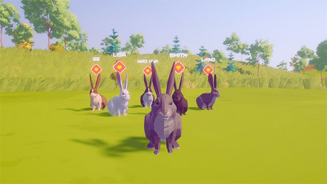 Chiêu mộ 5 thỏ AI và lập team để hỗ trợ bạn thu thập cà rốt trong Rabbit Simulator game