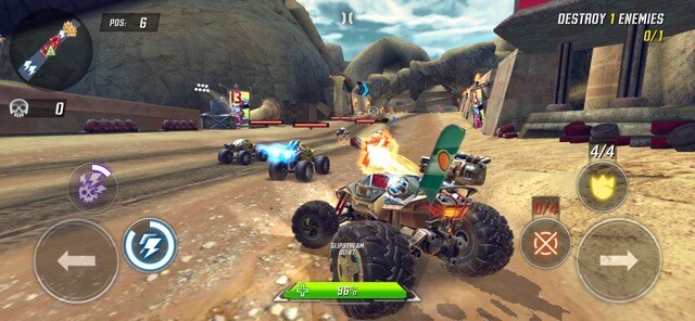 Drift và rê bánh khét lẹt những con xe quái vật cỡ lớn trong các cuộc đua của RACE: Rocket Arena Car Extreme