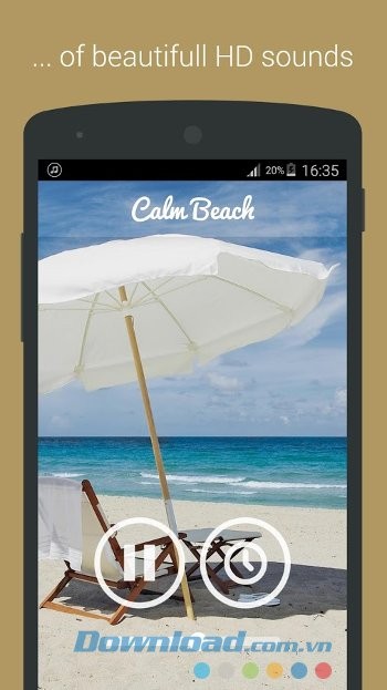 Giao diện nghe nhạc của Rain Sounds