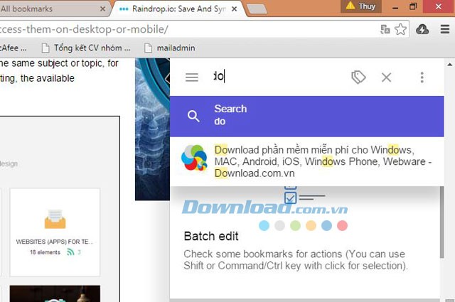 Tìm kiếm trang đánh dấu