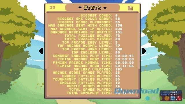 Xem thông số chi tiết trong game nối hình Raining Blobs cho máy tính, Mac và Linux