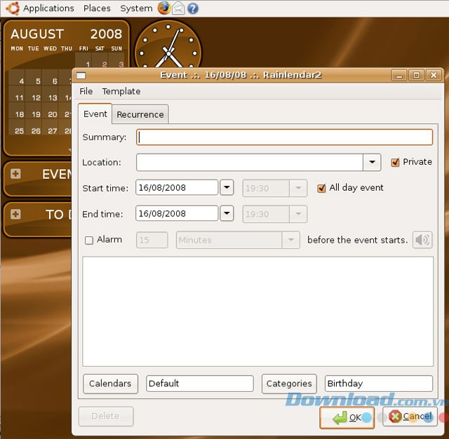 Tạo lịch, sự kiện