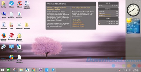 Giao diện mặc định của Rainmeter