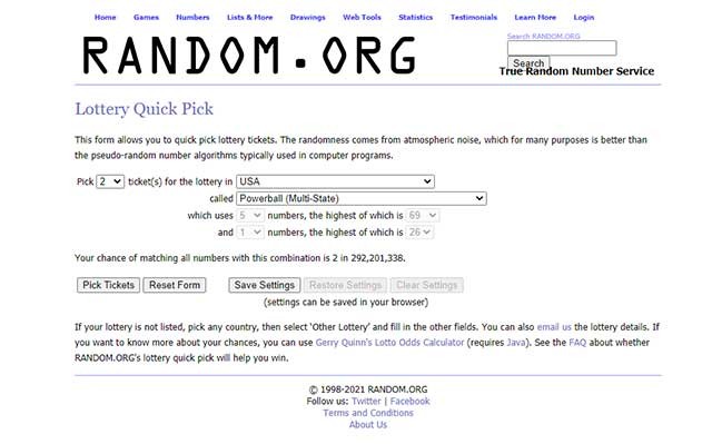 RANDOM.ORG là trang web quay số ngẫu nhiên rất phổ biến