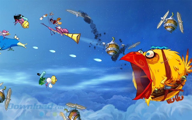 Bay lượn cùng nhân vật chính Rayman và những người bạn thân thiết trong game phiêu lưu đi cảnh Rayman Origins cho Mac