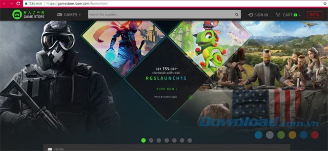 Giao diện Razer Game Store