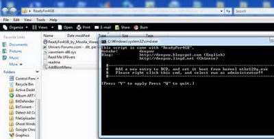 Kích hoạt file AddBootMenu.bat