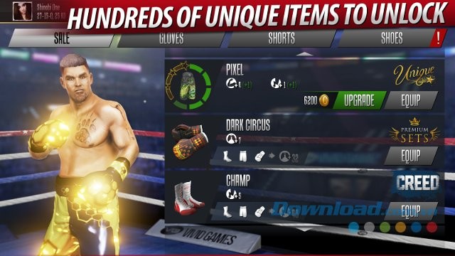 Hệ thống trang bị cho nhân vật trong game Real Boxing 2 CREED