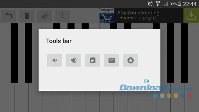 Thanh công cụ của Real Music Piano HD