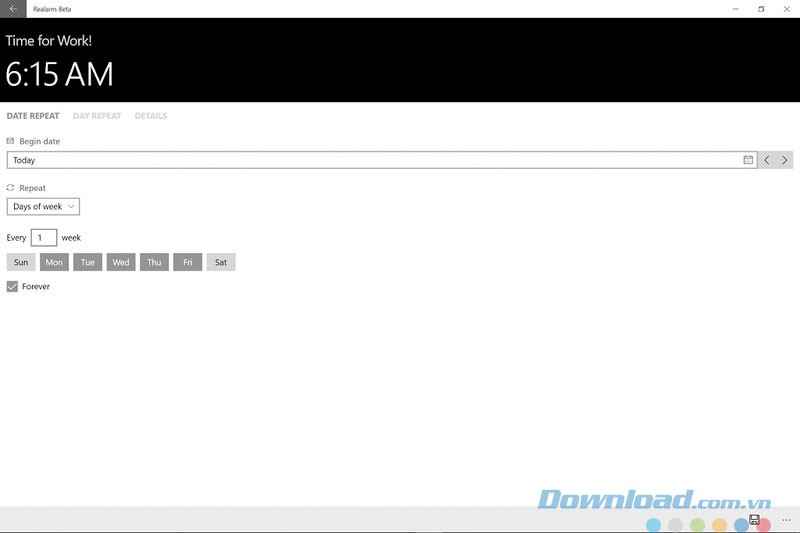 Giao diện ứng dụng Realarm Beta