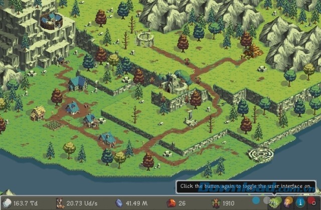 Giao diện chính của game nhấp chuột miễn phí Realm Grinder cho máy tính và Mac