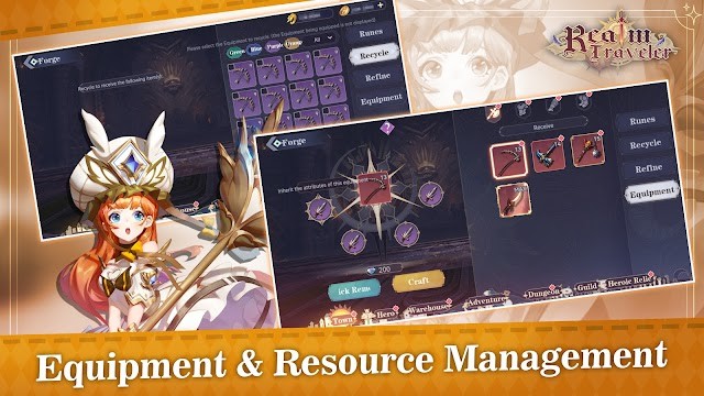 Người chơi thu thập rune, trang bị và nguyên liệu để phát triển anh hùng