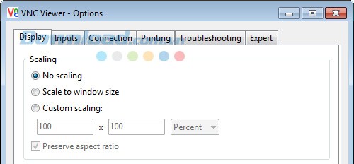 Các tùy chọn của VNC Viewer