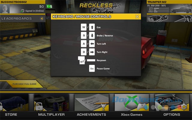 Cách thức kiểm soát xe trong game