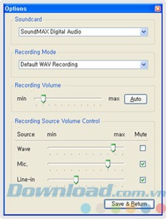 Thiết lập ghi âm