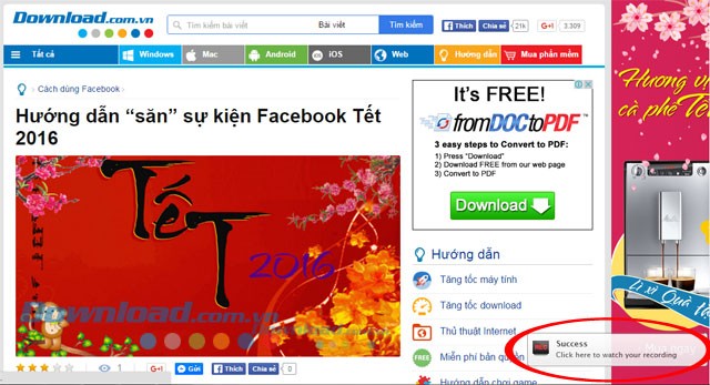 Quá trình tạo ảnh GIF với Recordit thành công