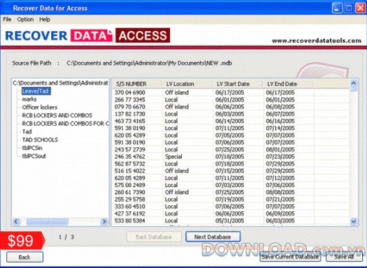 Recover Data for Access