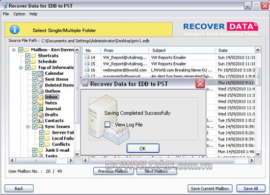 Recover Data for EDB to PST