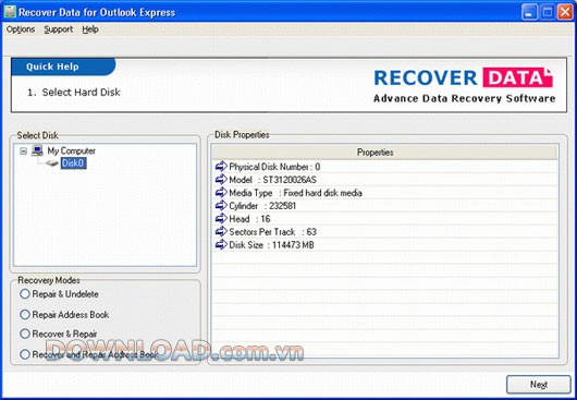 Recover Data for Outlook Express