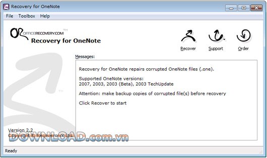 Recovery for OneNote