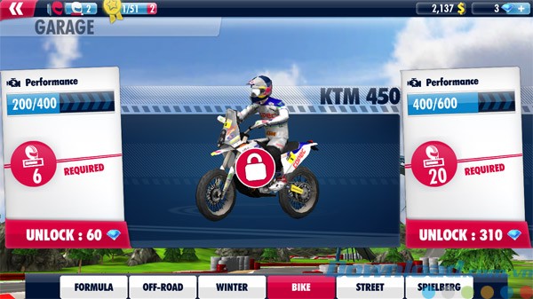 Nhiều loại xe tương ứng với đường đua