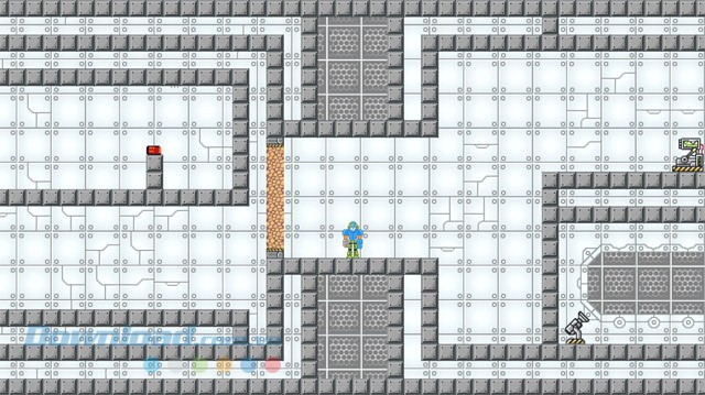 Người chơi có thể tìm cách dụ tên lửa để phá hủy bức tường trong game phiêu lưu giải đố Redactem