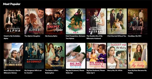 ReelShort web cung cấp thư viện chương trình không giới hạn