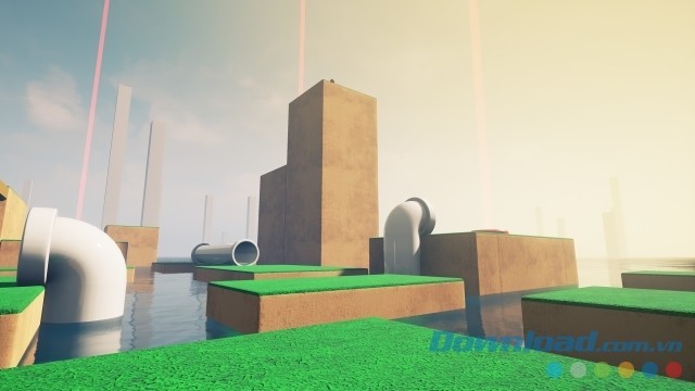 Biến nhiều địa điểm trong game thành màu xanh lá cây khi chơi game phiêu lưu Refunct cho Linux, Mac và máy tính