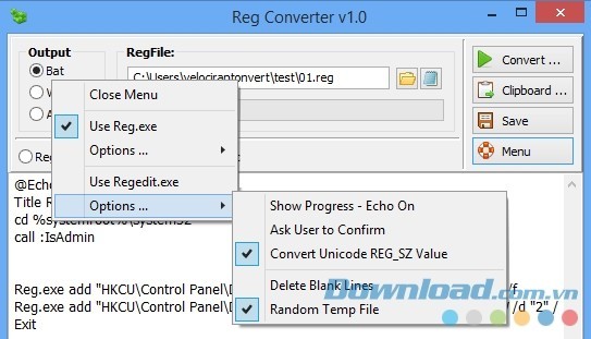 Hỗ trợ đa dạng lựa chọn đầu ra cho tập tin chuyển đổi