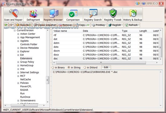 Registry Help có thể giúp bạn tìm kiếm toàn bộ registry dễ dàng và nhanh chóng